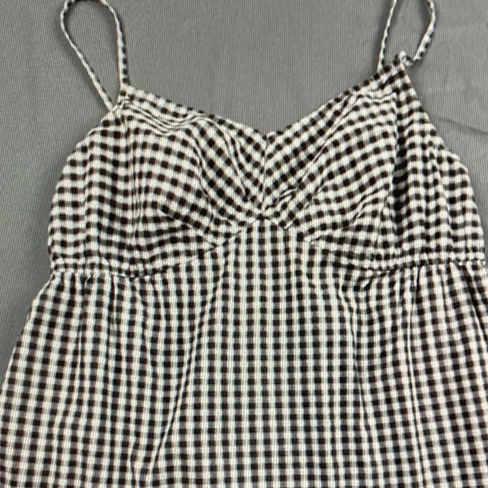 Ann Taylor Black and White Gingham Tank Top